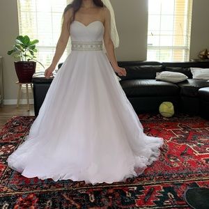 David’s Bridal OLeg Cassini Aline strapless corset wedding dress